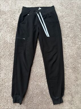 Figs Black Joggers with Gray Drawstring